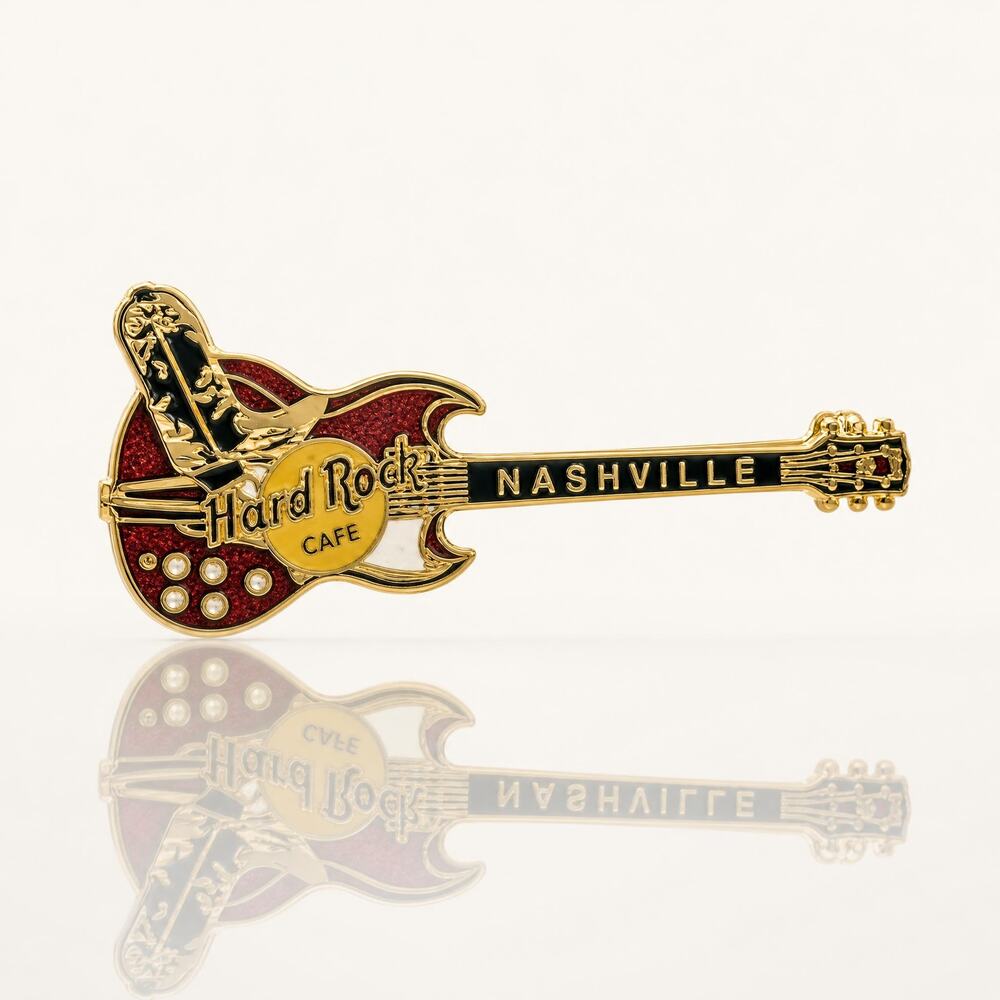 Vintage Hard Rock Cafe Nashville Guitar Pin Brooch Collectible Music Memorabilia